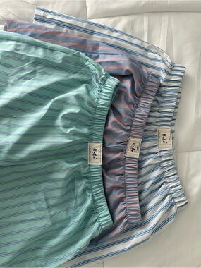 3 Striped Elastic-Waist Shorts